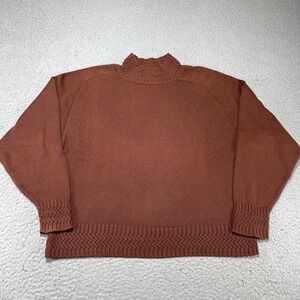 Vintage Pendleton Sweater Womens Large Brown Cotton Mock Neck Knit Pullover